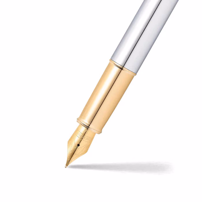 Sheaffer 100 Chrome with Gold Trims Fountain Pen - Medium image 2
