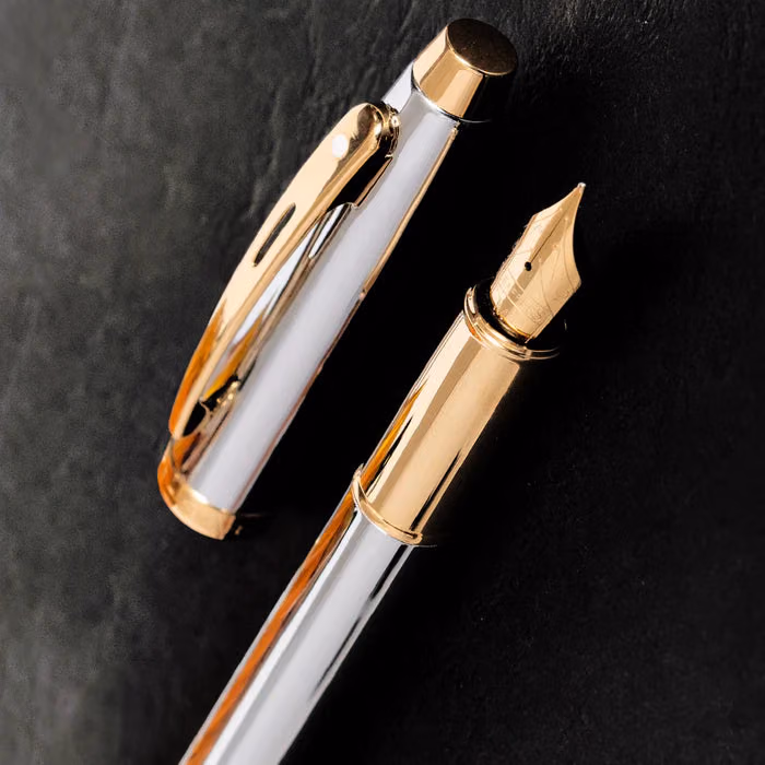 Sheaffer 100 Chrome with Gold Trims Fountain Pen - Medium image 4