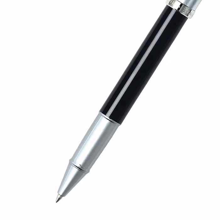 Sheaffer 100 Glossy Black Barrel Brushed Chrome Cap Rollerball Pen image 2