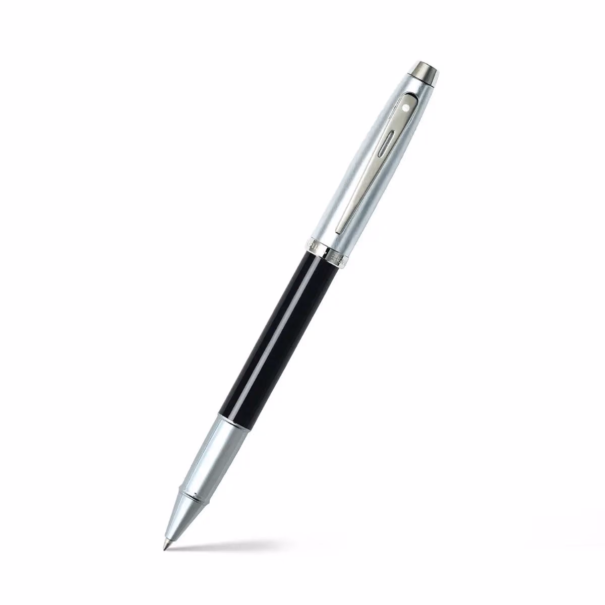 Sheaffer 100 Glossy Black Barrel Brushed Chrome Cap Rollerball Pen image 1