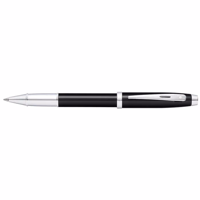 Sheaffer 100 Glossy Black With Chrome Trims Rollerball Pen - Glossy Black Chrome Trims