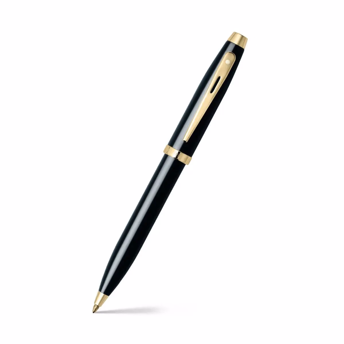 Sheaffer 100 Glossy Black Ballpoint Pen With Gold Trims image 1