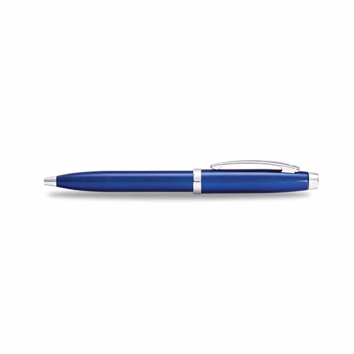 Sheaffer 100 Glossy Blue with Chrome Trims Ballpoint Pen - Glossy Blue Chrome Trims