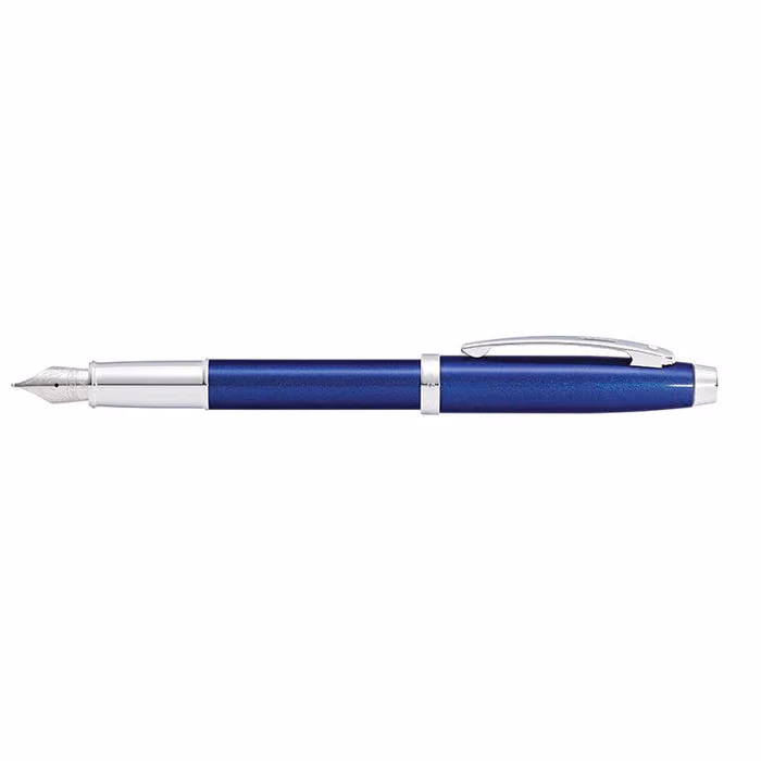 Sheaffer 100 Glossy Blue with Chrome Trims Fountain Pen - Medium - Glossy Blue Chrome Trims - Medium