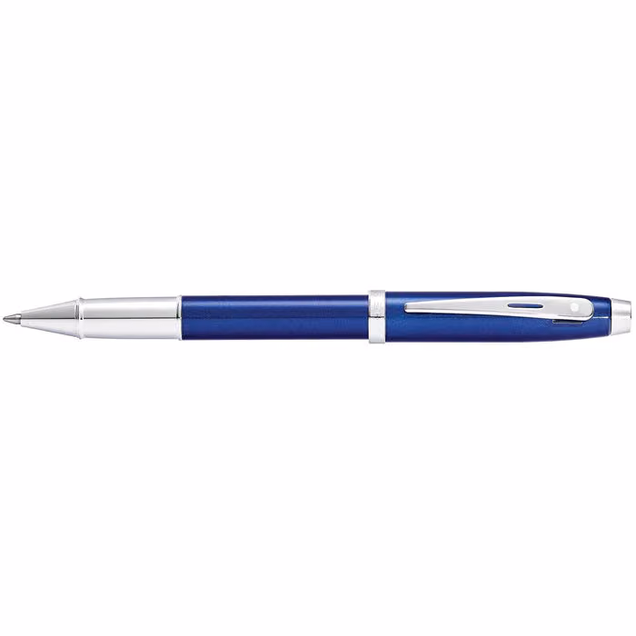 Sheaffer 100 Glossy Blue with Chrome Trims Rollerball Pen - Glossy Blue Chrome Trims