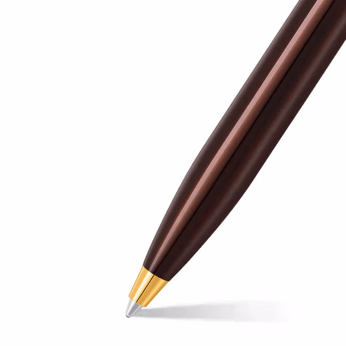 Sheaffer 100 9370 Glossy Coffee Brown Ballpoint Pen With PVD Gold-Tone Trim image 2