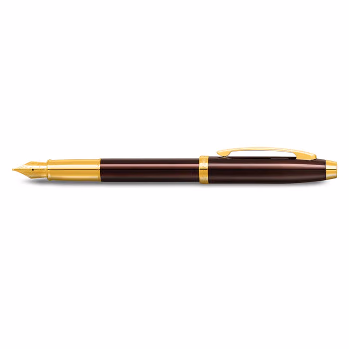 Sheaffer 100 9370 Glossy Coffee Brown Fountain Pen With PVD Gold-Tone Trim - Medium image 3