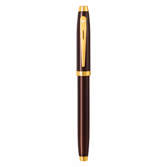 Sheaffer 100 9370 Glossy Coffee Brown Fountain Pen With PVD Gold-Tone Trim - Medium image 6