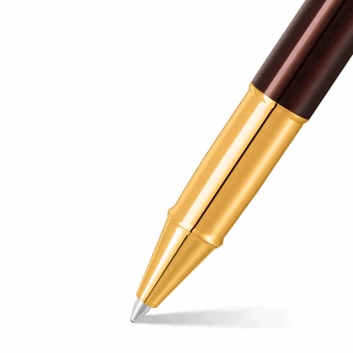 Sheaffer 100 9370 Glossy Coffee Brown Rollerball Pen With PVD Gold-Tone Trim image 2