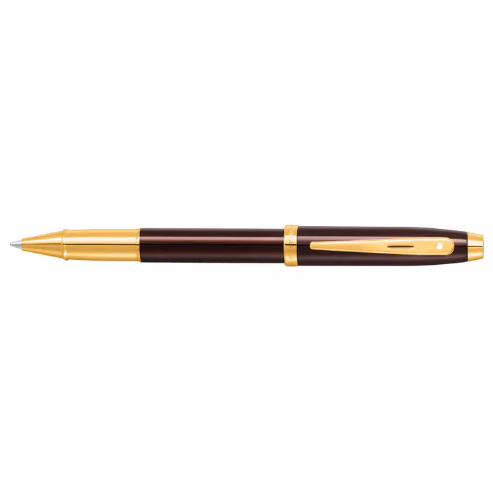 Sheaffer 100 9370 Glossy Coffee Brown Rollerball Pen With PVD Gold-Tone Trim - Glossy Coffee Brown PVD Gold-Tone Trim