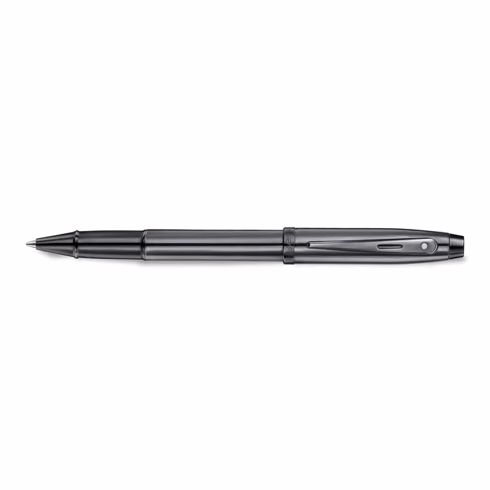 Sheaffer 100 9375 Ionic Gunmetal Grey Rollerball Pen with Shiny PVD Trims - Glossy gunmetal gray lacquer with glossy gunmetal gray trims