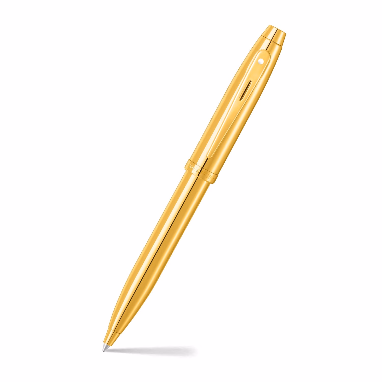 Sheaffer 100 9372 Glossy PVD Gold Ballpoint Pen With PVD Gold Trim image 1