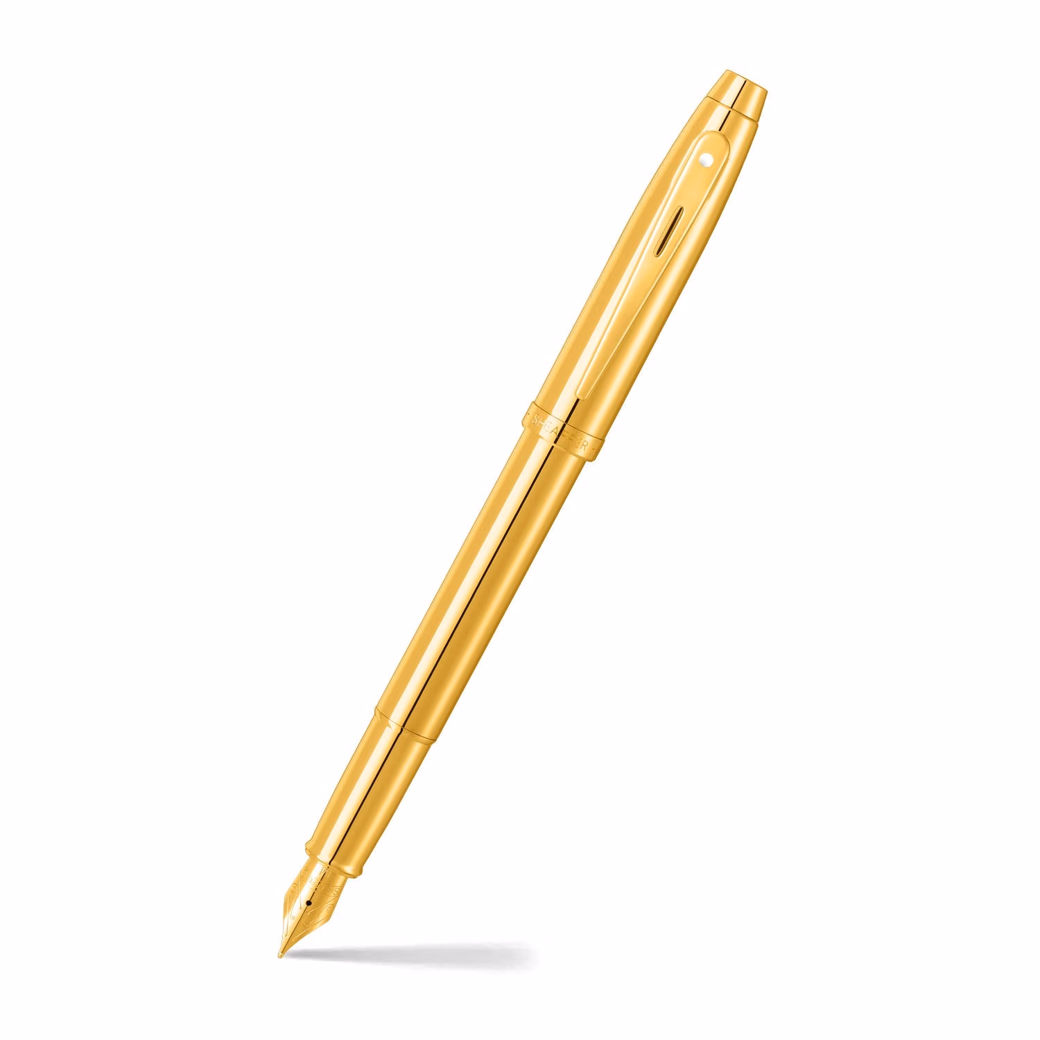 Sheaffer 100 9372 Glossy PVD Gold Fountain Pen With PVD Gold Trim - Medium image 1