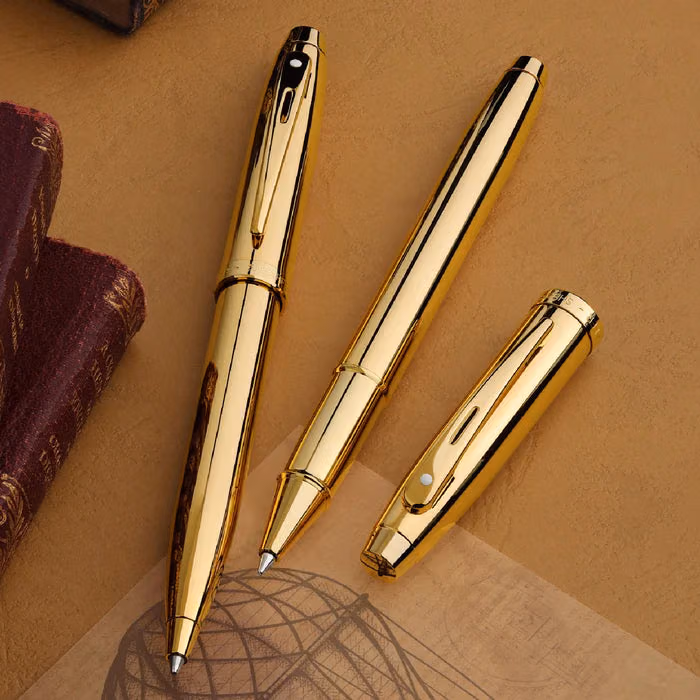 Sheaffer 100 9372 Glossy PVD Gold Rollerball Pen With PVD Gold Trim image 4