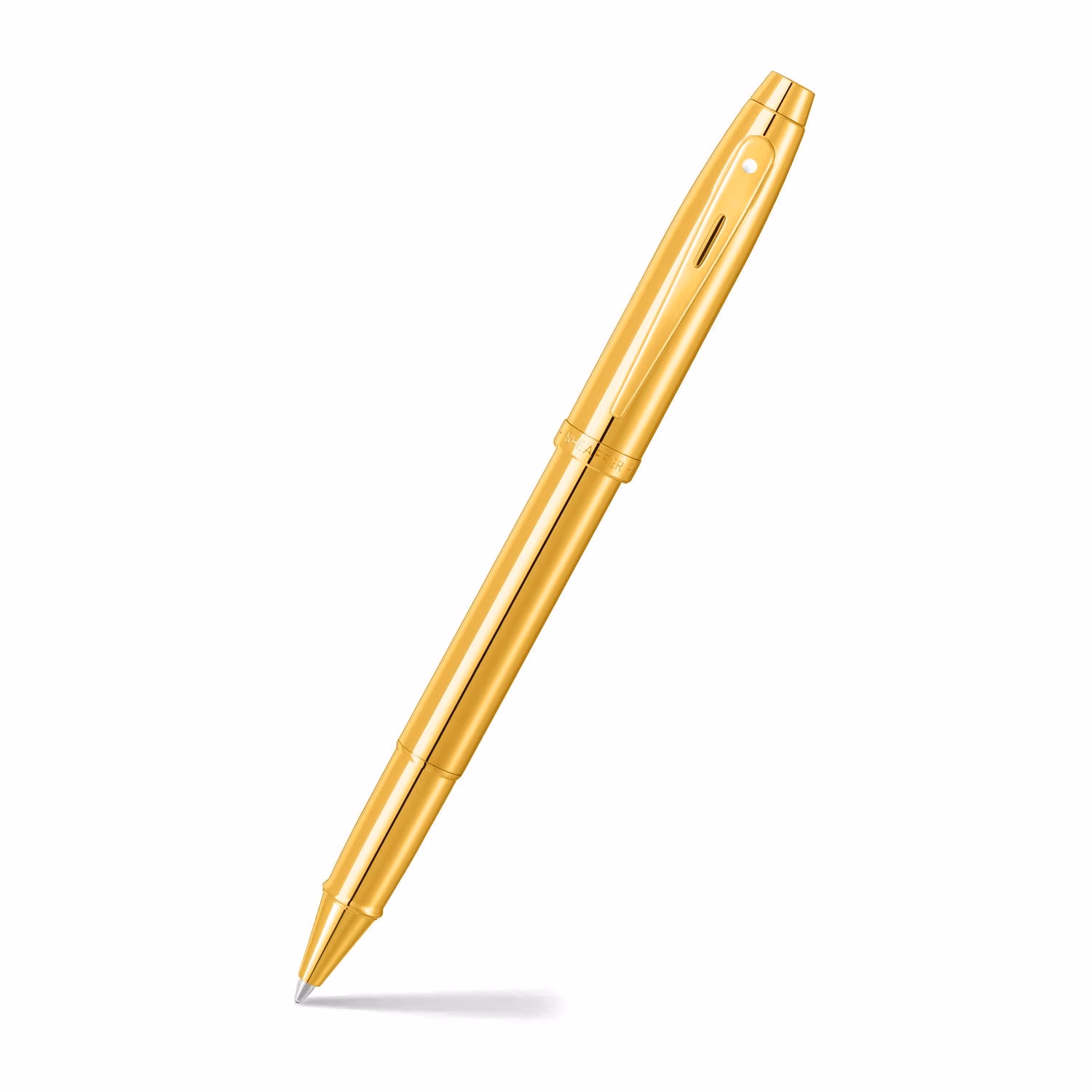 Sheaffer 100 9372 Glossy PVD Gold Rollerball Pen With PVD Gold Trim image 1