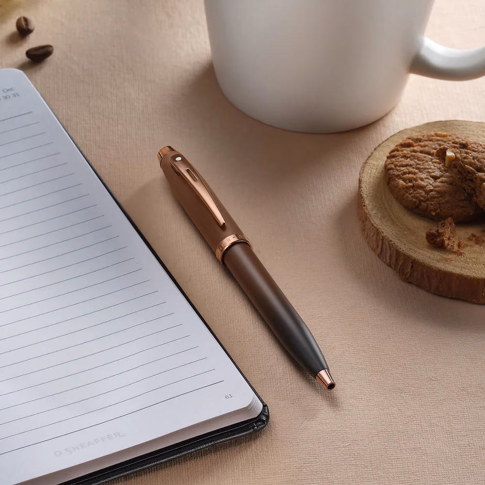 Sheaffer 100 9374 Coffee Edition Matt Brown Ballpoint Pen with Regal Brown PVD Trims image 3