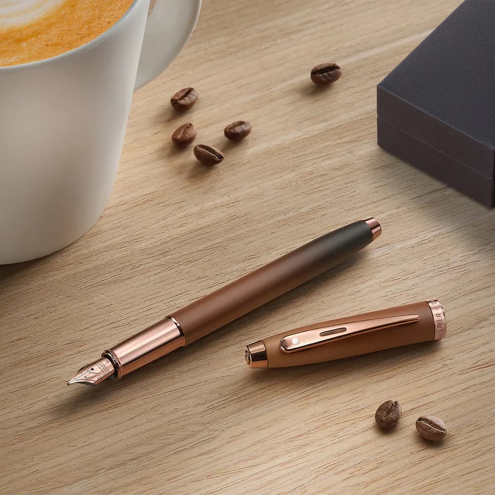 Sheaffer 100 9374 Coffee Edition Matt Brown Fountain Pen with Regal Brown PVD Trims image 3