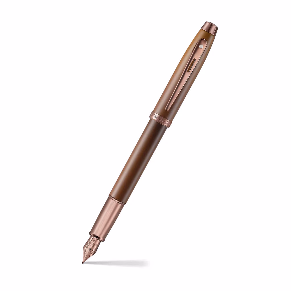 Sheaffer 100 9374 Coffee Edition Matt Brown Fountain Pen with Regal Brown PVD Trims image 1