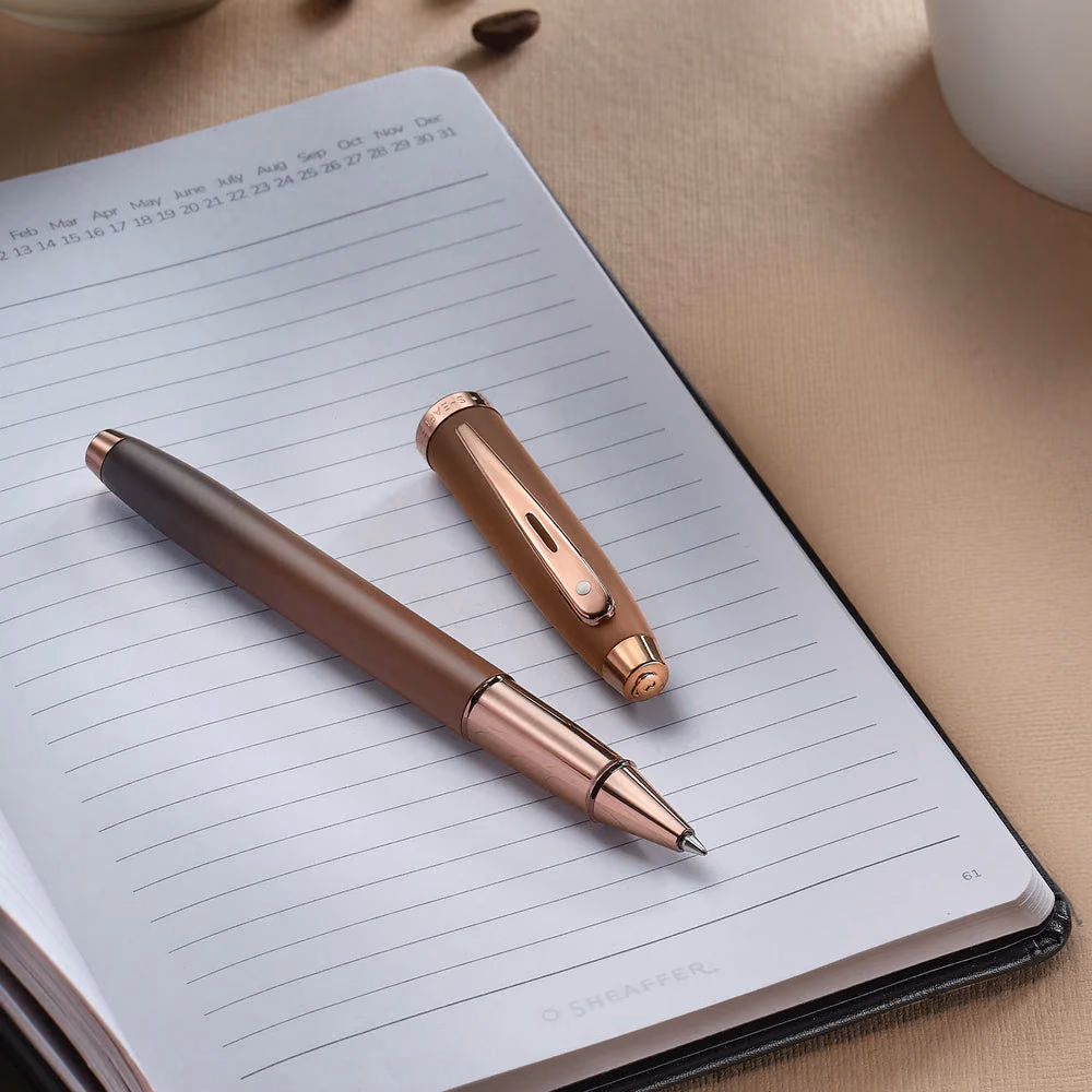 Sheaffer 100 9374 Coffee Edition Matt Brown Rollerball Pen with Regal Brown PVD Trims image 6