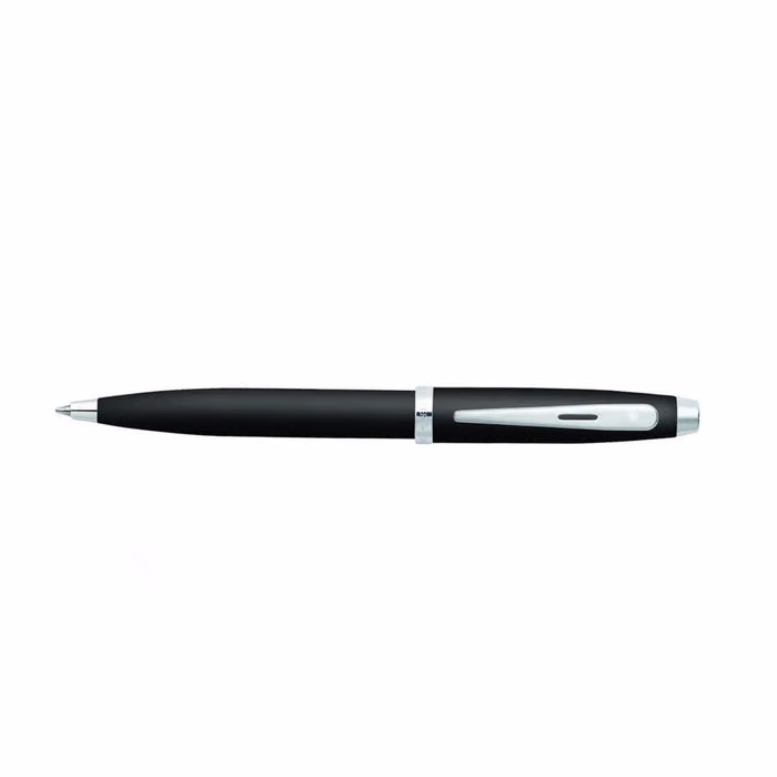 Sheaffer 100 Matte Black Ballpoint Pen With Chrome Trims - Matte Black barrel with Brushed Chrome cap featuring Chrome-plated appointments