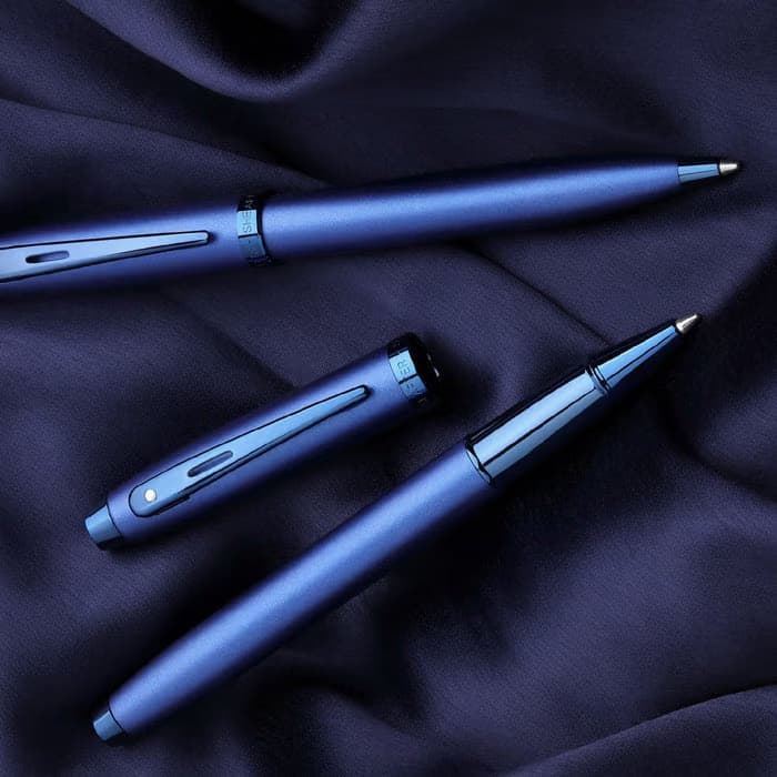 Sheaffer 100 9371 Satin Blue Ballpoint Pen With PVD Blue Trim image 4