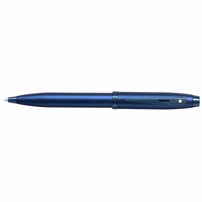 Sheaffer 100 9371 Satin Blue Ballpoint Pen With PVD Blue Trim - Satin Blue PVD Blue Trim