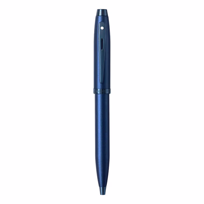 Sheaffer 100 9371 Satin Blue Ballpoint Pen With PVD Blue Trim image 6