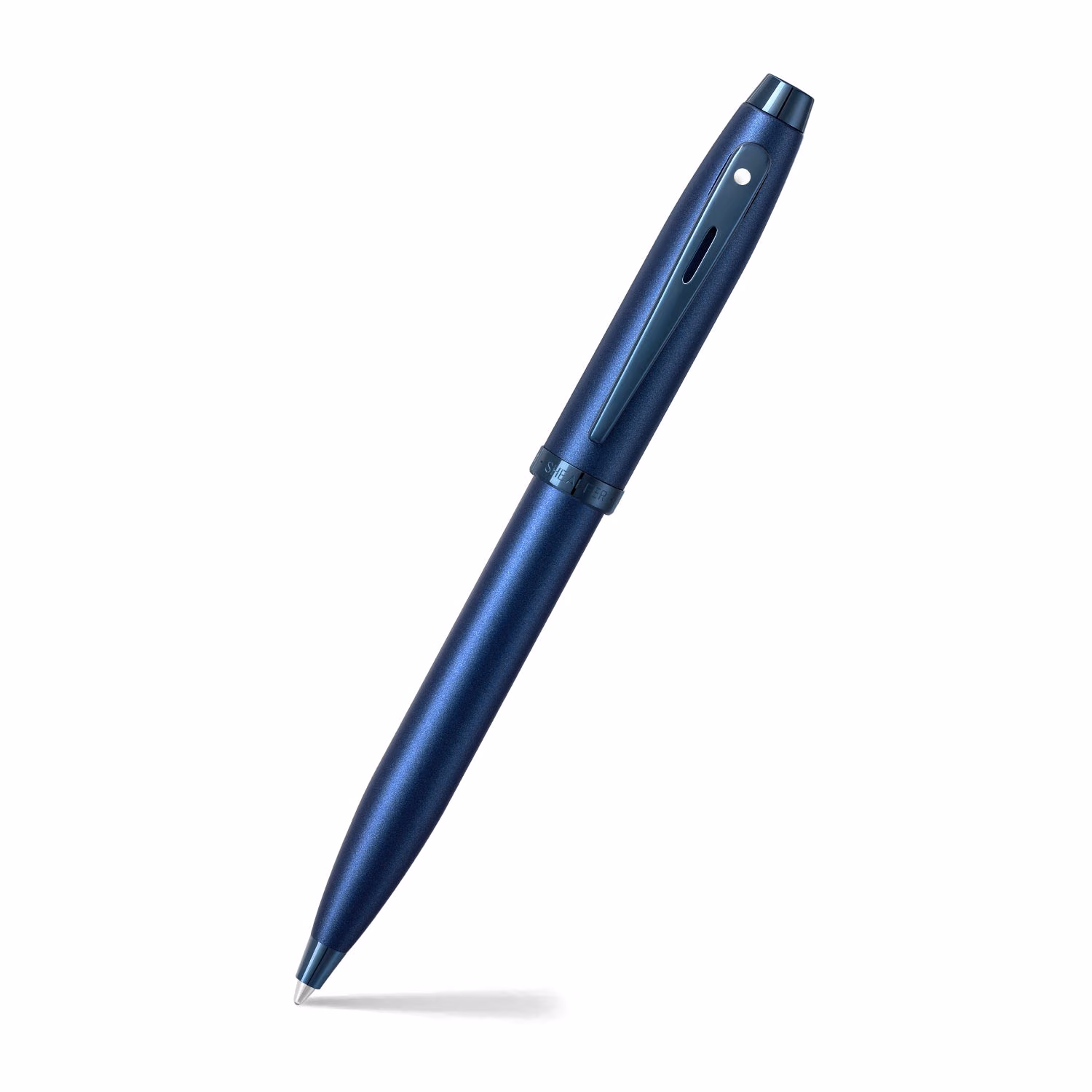 Sheaffer 100 9371 Satin Blue Ballpoint Pen With PVD Blue Trim image 1