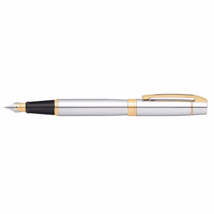 Sheaffer 300 Chrome Fountain Pen with Gold-tone Trim - Chrome with Gold Trim