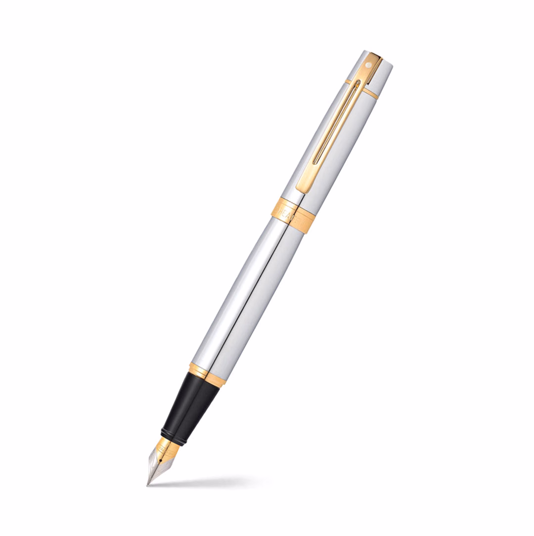 Sheaffer 300 Chrome Fountain Pen with Gold-tone Trim image 1