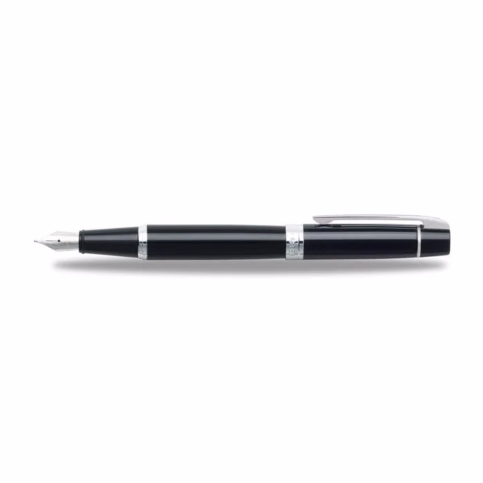 Sheaffer 300 Glossy Black Fountain Pen with Chrome Trim - Glossy Black with Chrome Trim
