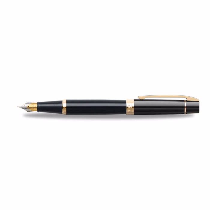 Sheaffer 300 Glossy Black Fountain Pen with Gold-tone Trim - Glossy Black with Gold Trim