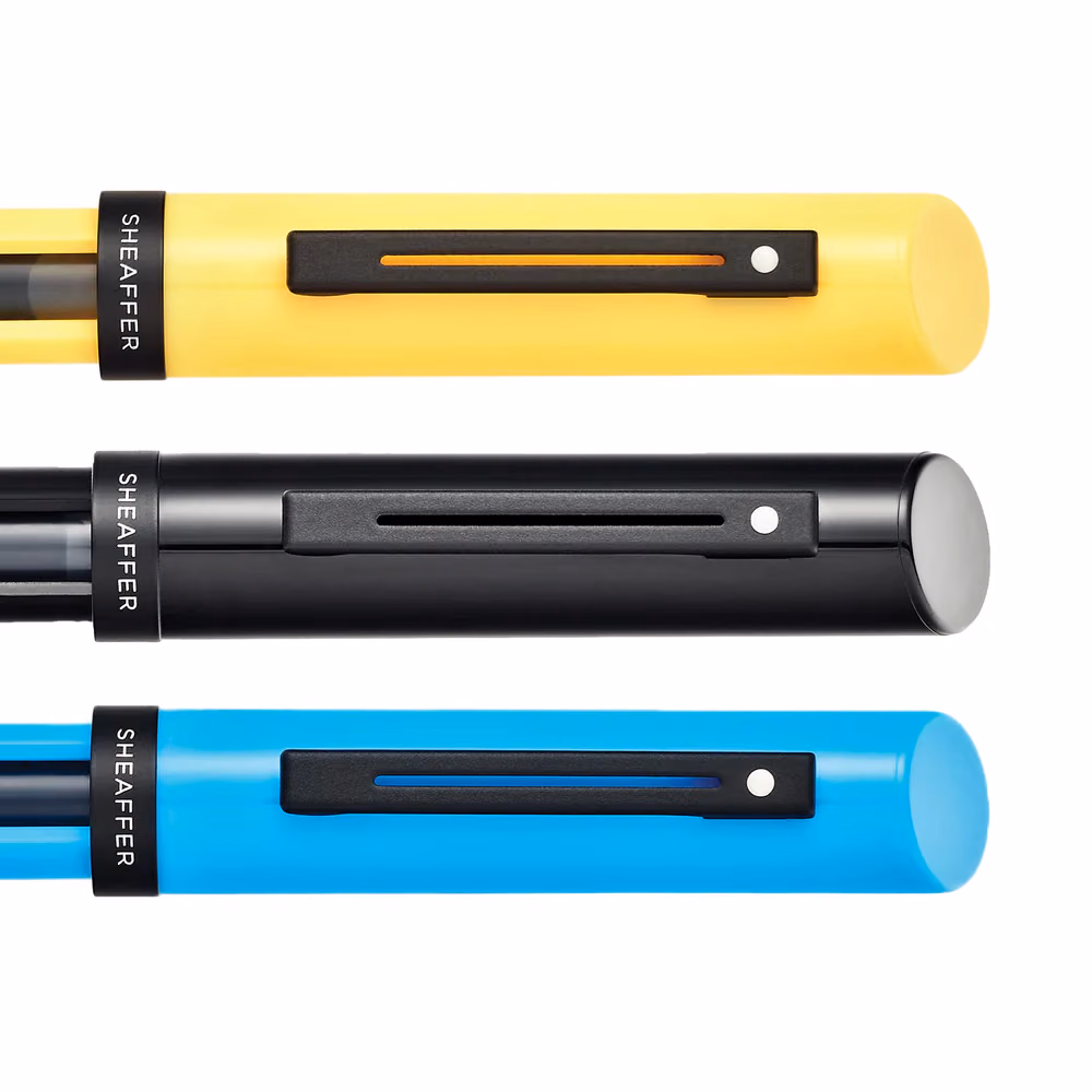 Sheaffer Calligraphy Glossy Black, Blue and Yellow Fountain pens Maxikit in Hangsell - F, M, B nibs - Glossy Black, Glossy Blue and Glossy Yellow