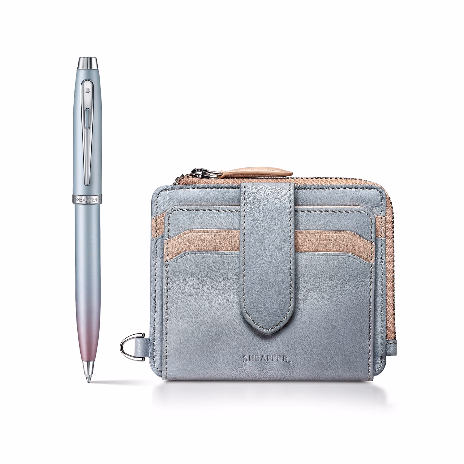 Sheaffer Gift Set . Expressions Blue Pink Pearlised Gradient Chrome-plated Trims Ballpoint image 2