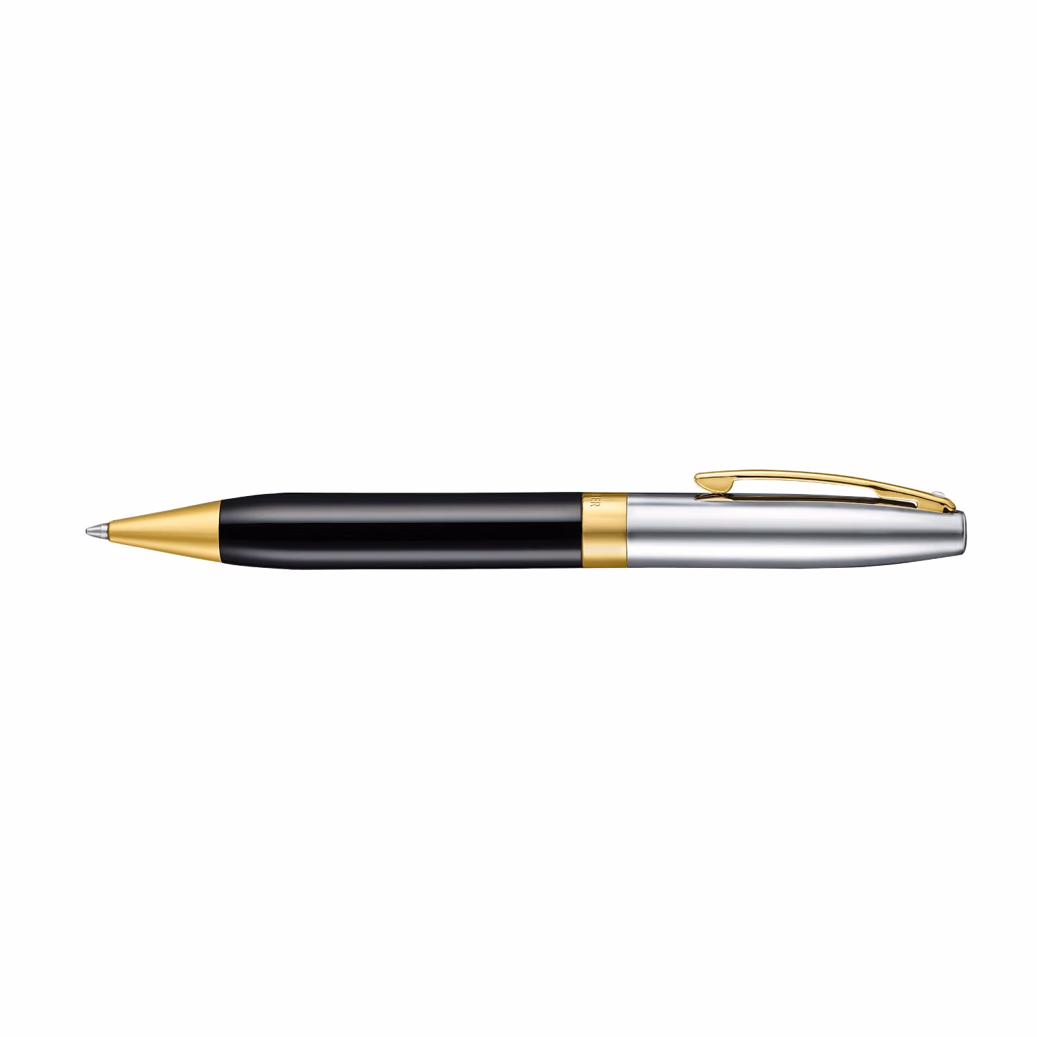 Sheaffer Legacy 9065 Glossy Black & Chrome Bi-Color Ballpoint Pen with 14k PVD Gold-Plated Trims - Black & chrome lacquer finished with 14k PVD gold-plated trims
