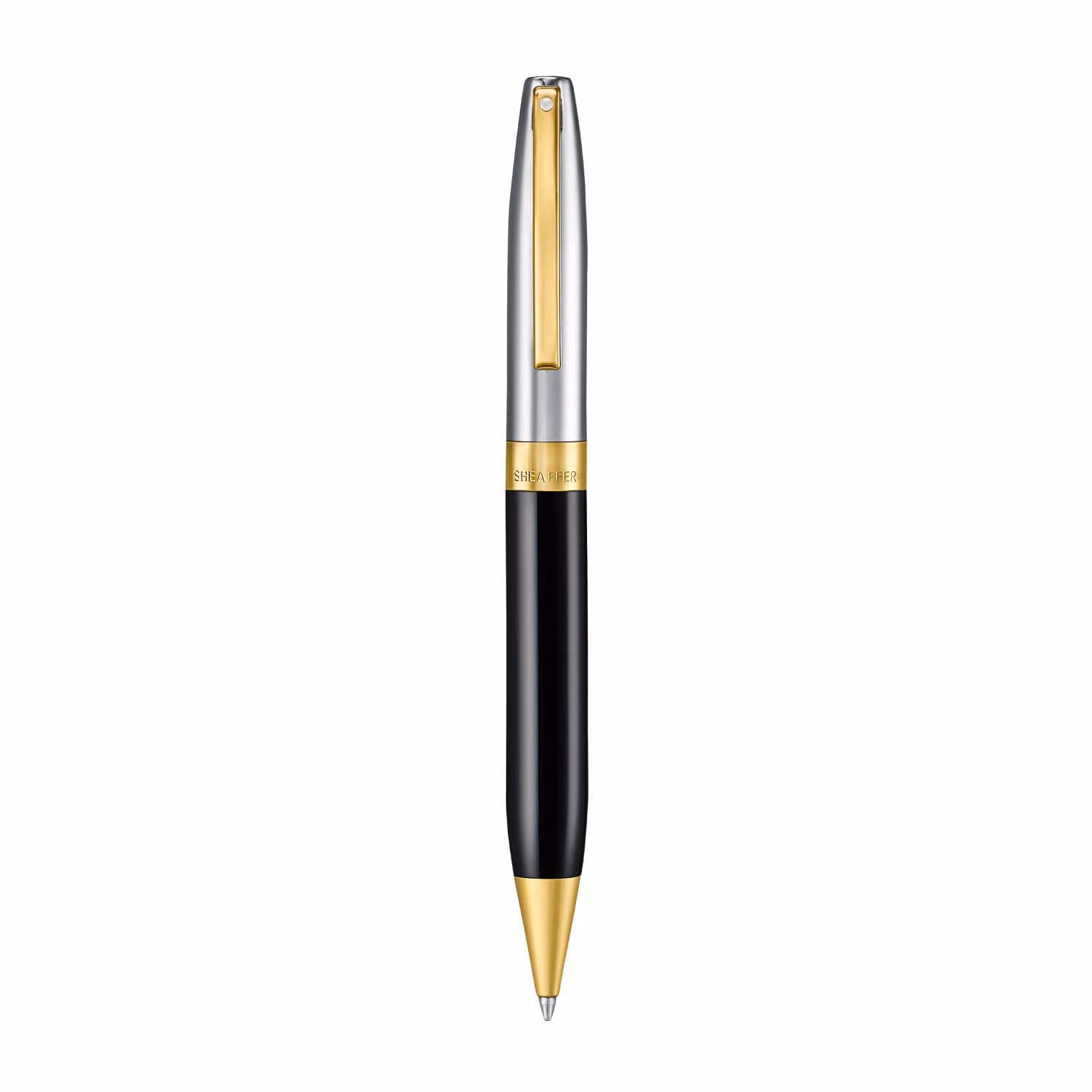 Sheaffer Legacy 9065 Glossy Black & Chrome Bi-Color Ballpoint Pen with 14k PVD Gold-Plated Trims image 4
