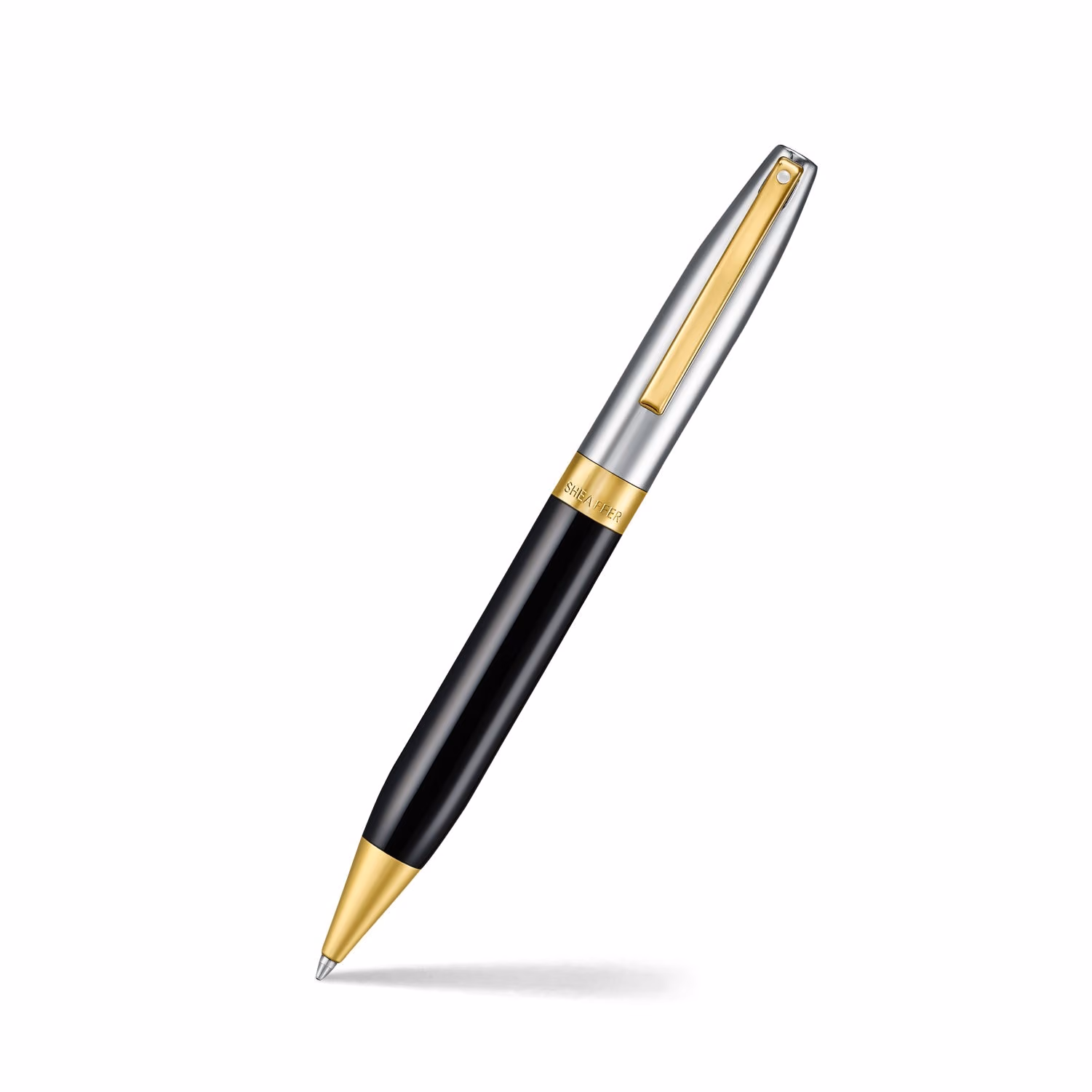 Sheaffer Legacy 9065 Glossy Black & Chrome Bi-Color Ballpoint Pen with 14k PVD Gold-Plated Trims image 1