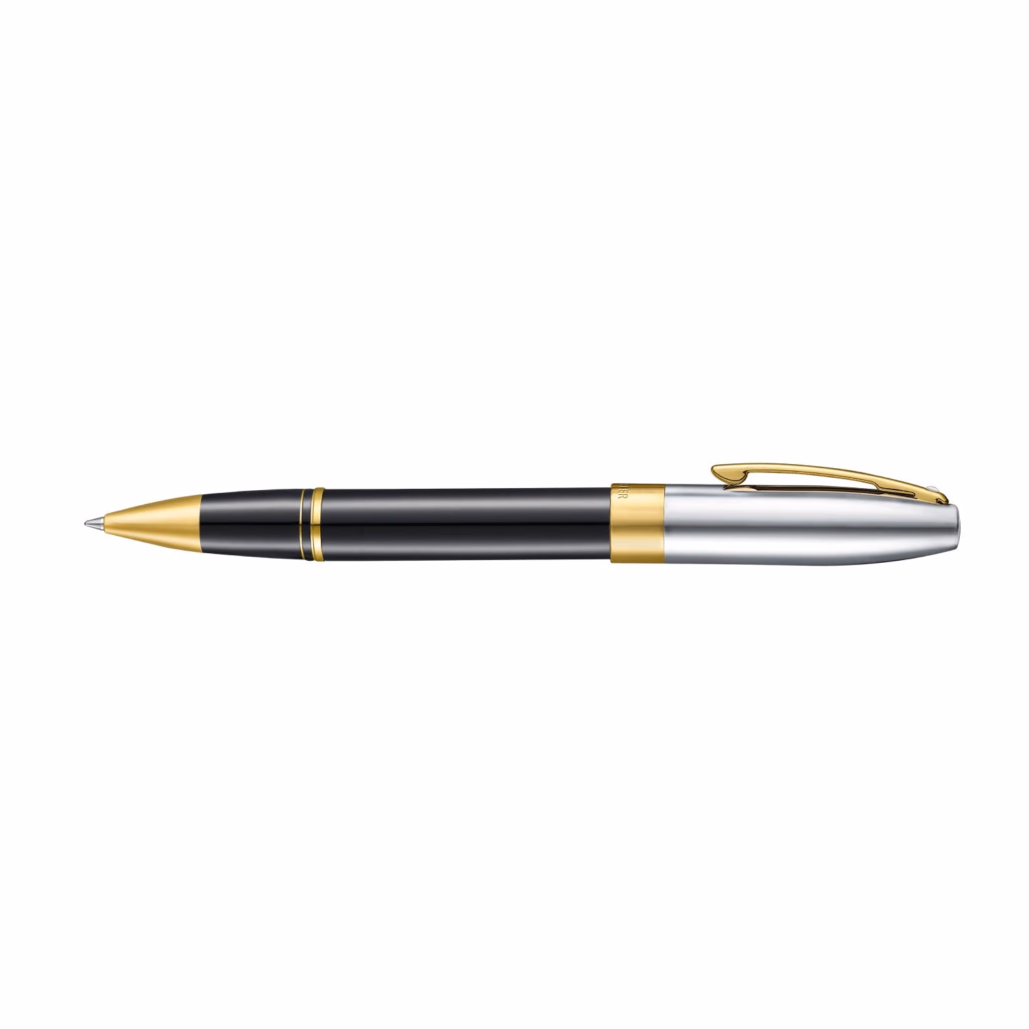 Sheaffer Legacy 9065 Glossy Black & Chrome Bi-Color Rollerball Pen with 14k PVD Gold-Plated Trims - Black & chrome lacquer finished with 14k PVD gold-plated trims