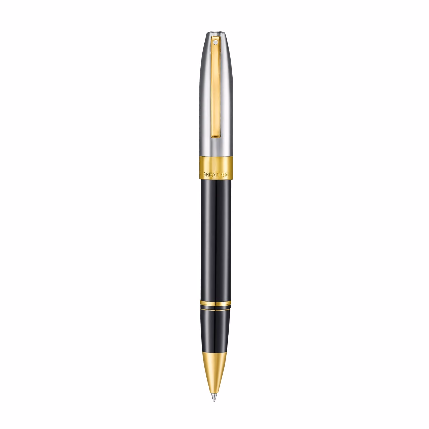 Sheaffer Legacy 9065 Glossy Black & Chrome Bi-Color Rollerball Pen with 14k PVD Gold-Plated Trims image 4