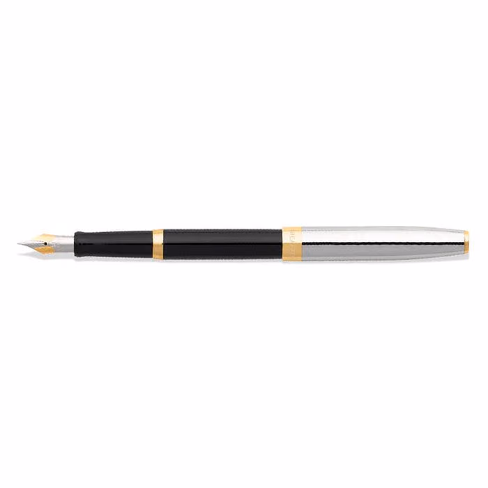 Sheaffer SAGARIS 9475 Gloss Black Barrel and Chrome Cap Fountain Pen With Gold Tone Trim - Medium - Gloss Black Barrel and Chrome Cap With Gold Tone  trim