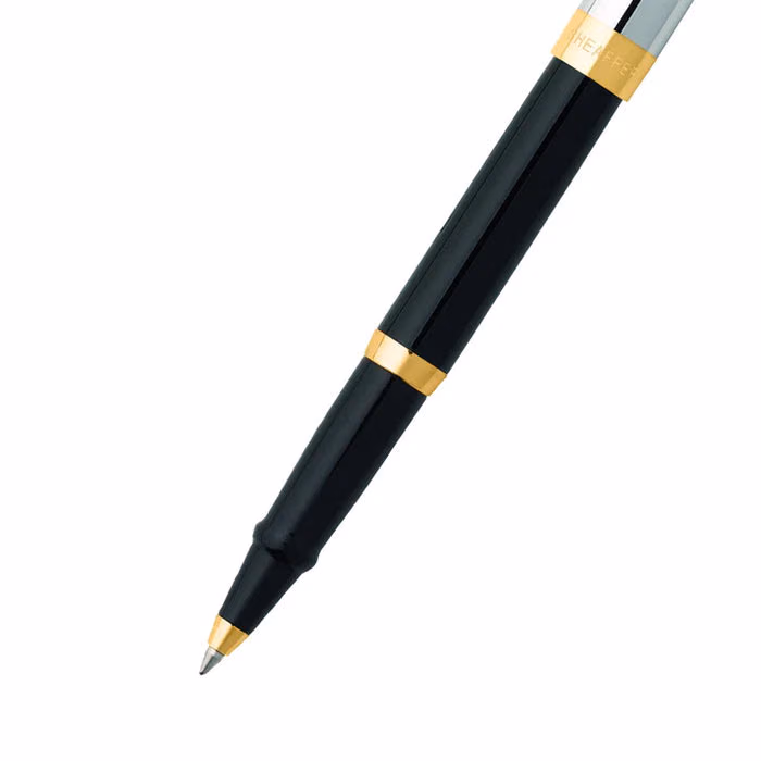 Sheaffer SAGARIS 9475 Gloss Black Barrel and Chrome Cap Rollerball Pen With Gold Tone Trim image 2