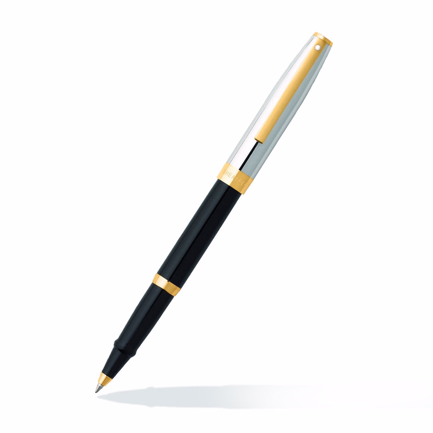 Sheaffer SAGARIS 9475 Gloss Black Barrel and Chrome Cap Rollerball Pen With Gold Tone Trim image 1