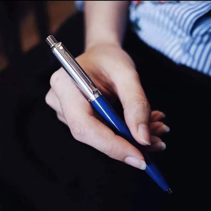 Sheaffer Sentinel Blue and Chrome Ballpoint Pen With Chrome Trims image 4