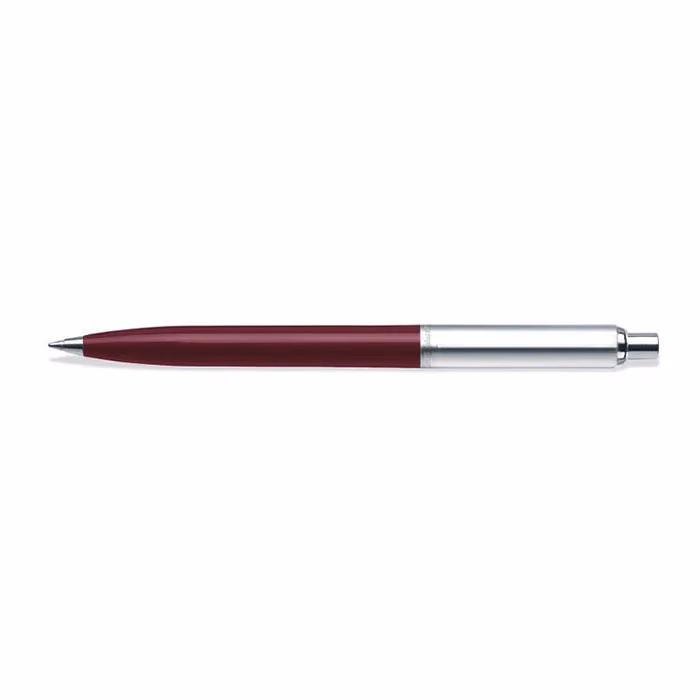 Sheaffer Sentinel Burgandy and Chrome Ballpoint Pen With Chrome Trims - Burgandy barrel with Brushed Chrome-plated cap featuring Chrome-plated