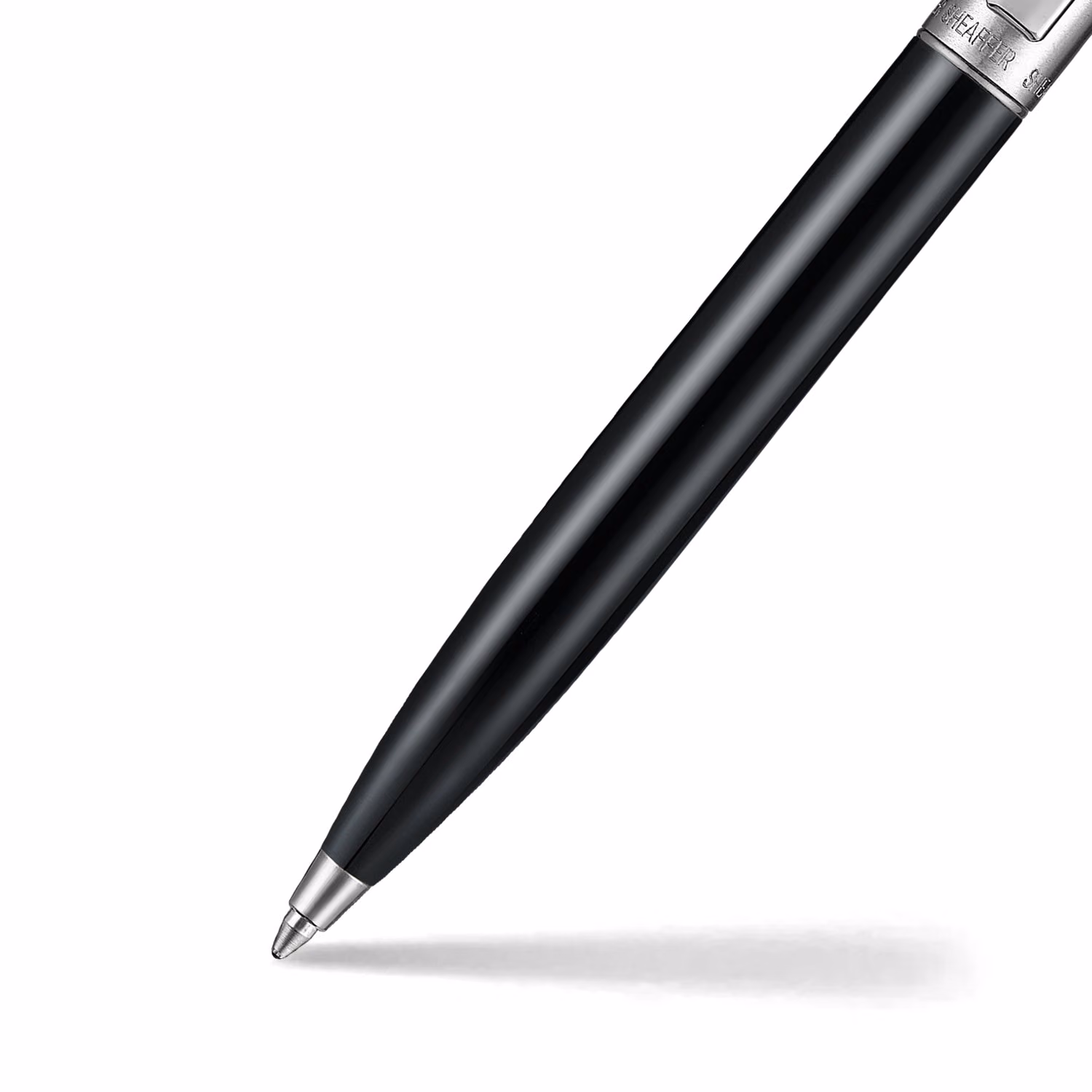 Sheaffer Sentinel Metal 332 Glossy Black Barrel and Brushed Chrome Ballpoint Pen with Chrome Trims image 2