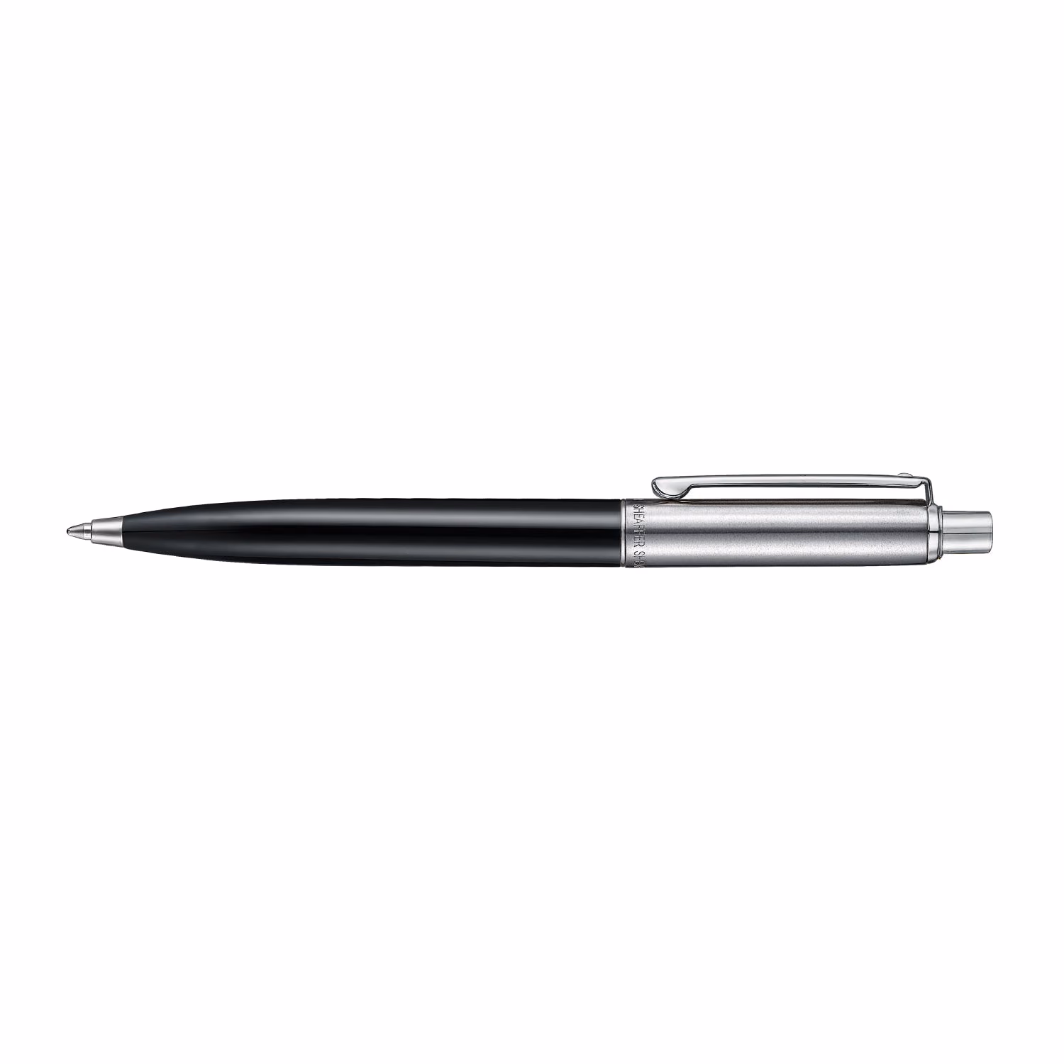 Sheaffer Sentinel Metal 332 Glossy Black Barrel and Brushed Chrome Ballpoint Pen with Chrome Trims - Sentinel Metal Glossy Black Barrel Brushed Chrome Chrome Trims