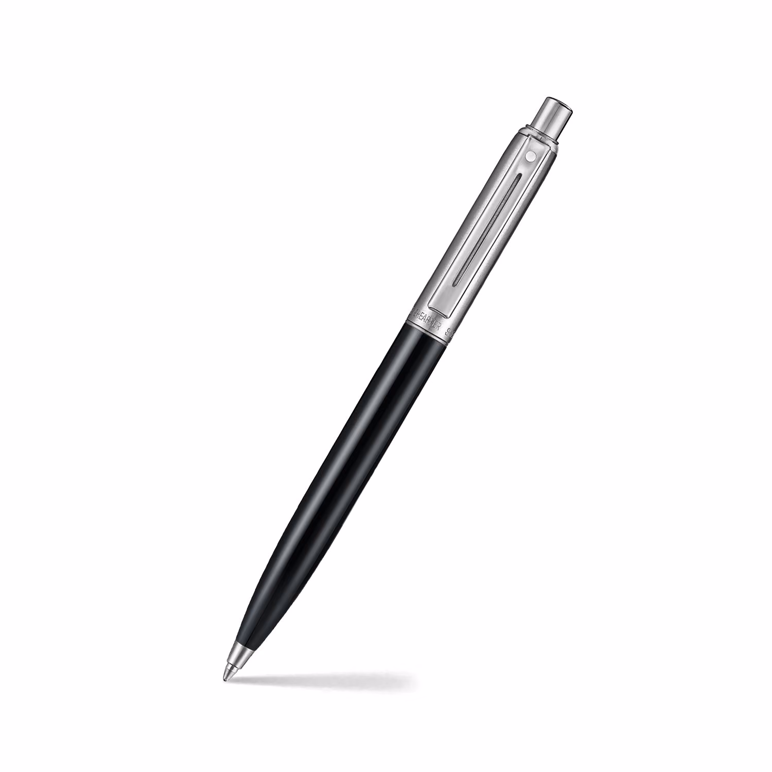 Sheaffer Sentinel Metal 332 Glossy Black Barrel and Brushed Chrome Ballpoint Pen with Chrome Trims image 1