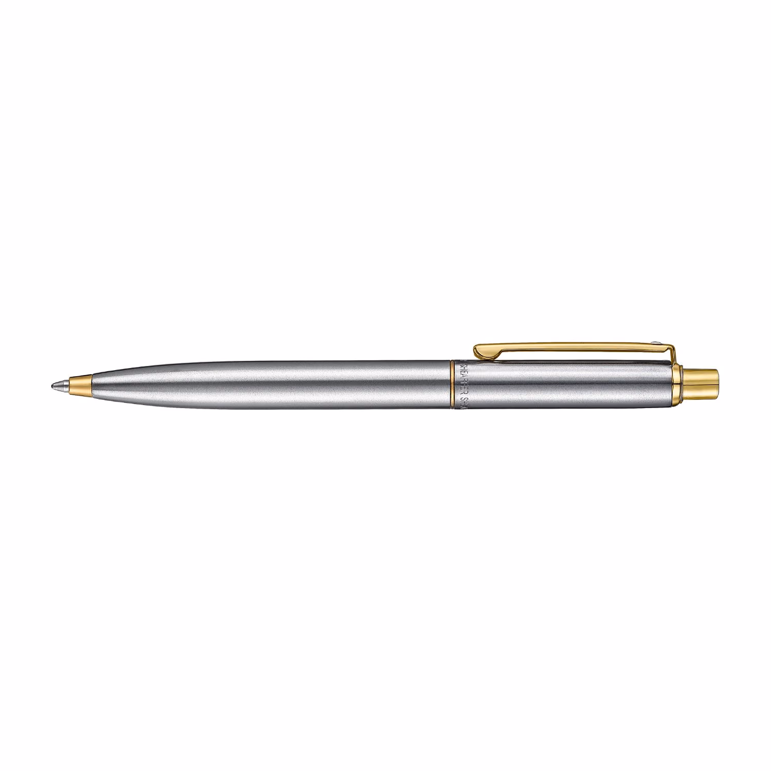 Sheaffer Sentinel Metal 333 Brushed Chrome Ballpoint Pen with Gold Trims - Sentinel Metal Brushed Chrome Gold Trims
