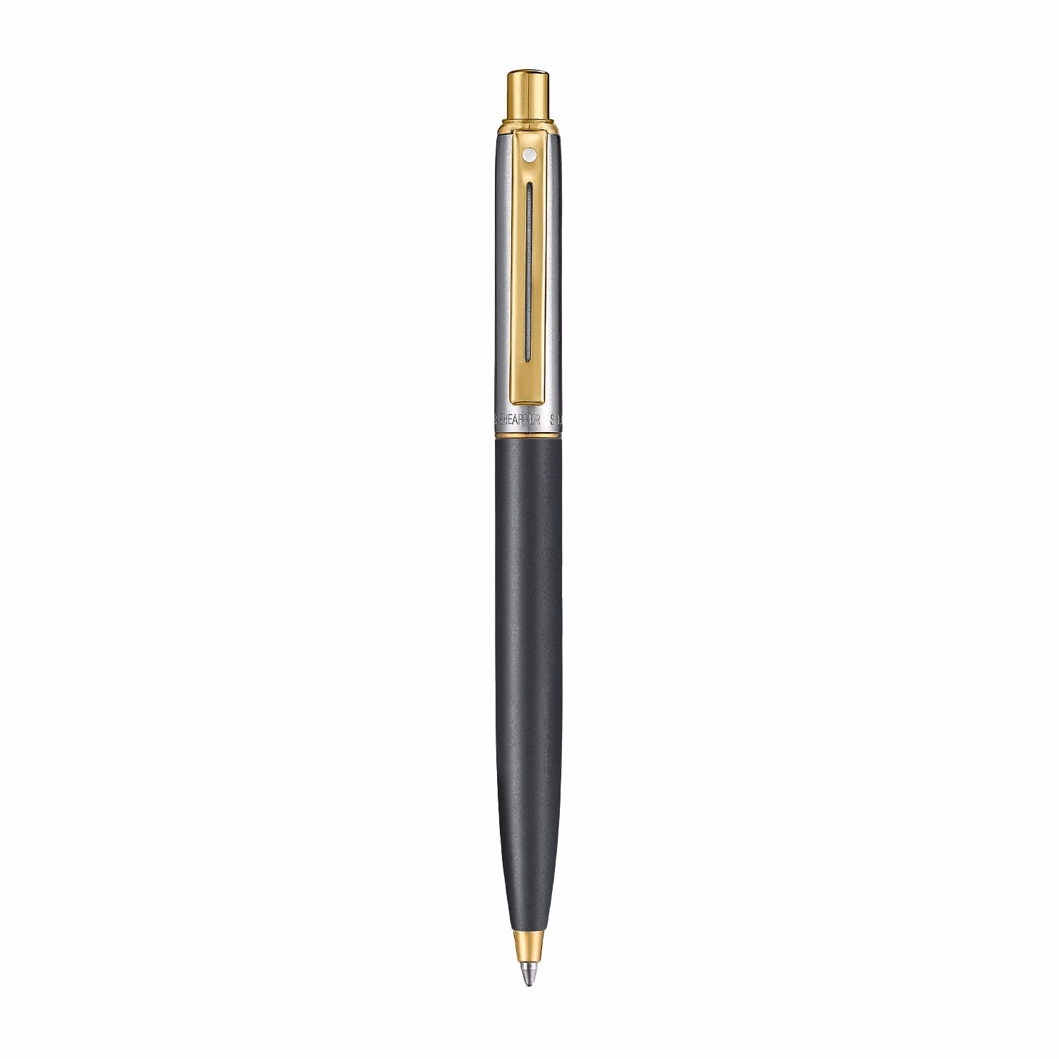 Sheaffer Sentinel Metal 334 Matte Black Barrel and Brushed Chrome Cap Ballpoint Pen with Gold Trims image 4