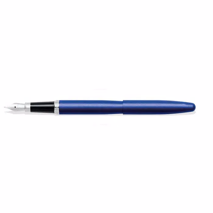 Sheaffer VFM Neon Blue Fountain Pen With Chrome Trims - Fine - Neon Blue featuring Chrome-plated trims
